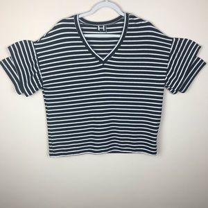 H by Bordeaux Layered Sleeve Black and White Top